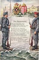 Die Donauwacht / WWI Austro-Hungarian K.u.K. military Danube patrol, coat of arms. Nr. 2419. C. H. W. VIII/2. s: A. Hartmann