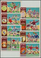 1960-1961 Futballcsapatok nagyméretű gyufacímke, 14 db + ív