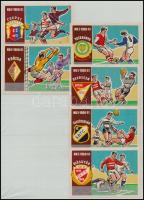 1960-1961 Futballcsapatok nagyméretű gyufacímke, 14 db + ív