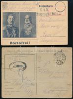 1915-1944 2 db tábori posta levelezőlap, egyiken Ferenc József és II. Vilmos császár képeivel