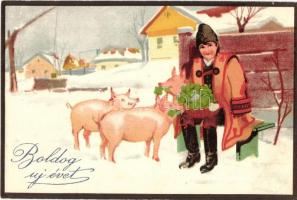 47 db RÉGI üdvözlőlap sok lithoval / 47 pre-1945 greeting art postcards with many litho postcards