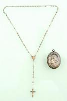 Ezüst(Ag) mini rózsafüzér, jelzett, nettó: 2,4 g, alpakka tokban