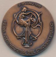 Spanyolország 1970. "Feria Internacional del Cincuentenario - 3-14 junio 1970 / Feria de Muestras de Barcelona del 24 al 31 octubre 1920" kétoldalas Br emlékérem (59,5mm) T:2 kis ph.