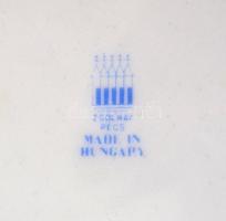 Zsolnay virág mintás süteményes készlet, matricás, jelzett, kopott, d: 16,5 cm, d:24 cm