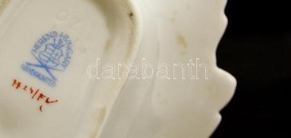 Herendi Indiai kosár mintás leveles tálka, kézzel festett, jelzett, piszkos, 15,5×8×4 cm