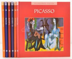 Világhíres Festők sorozat 6 kötete. 2. Van Gogh 5. Renoir 7. Turner 9. El Greco 10. Cézanne 11. Picasso. Bp., 2010, Kossuth Kiadó. Kiadói modern keménykötésben.