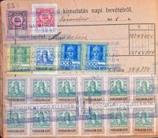 1922-1926 Forgalmi adó könyv több száz forgalmi adó bélyeggel