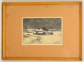 Novák Lajos (1927-1989): Tanya. Rézkarc, papír, jelzett, üvegezett keretben, 19x29 cm