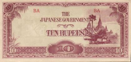 Holland Kelet India / japán megszállás 5klf bankjegy + Burma / japán megszállás 1c T:I,I-