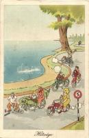 4 db MODERN magyar humoros grafikai motívumlap / 4 modern humorous graphic art motive postcards