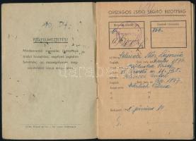 1948 Bp., Országos Zsidó Segítő Bizottság által kiállított gondozási könyv