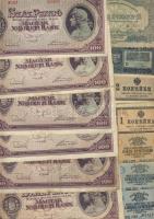 179db magyar bankjegy korona és pengő időszak, néhány külföldivel T:II(többsége),III