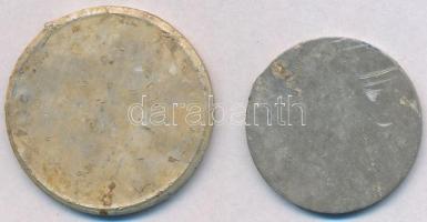 1941-1944. 1P Al veretlen, peremezés nélküli + 2P Al veretlen, peremezett "bozi pengők" T:...