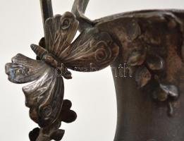 Szecessziós ón díszváza beépített ébresztős órával. (nem működik) 29 cm / Art nouveau tin vase