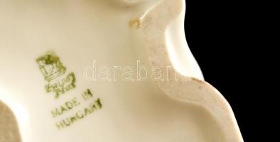 Zsolnay porcelán nyuszipár, kézzel festett, jelzett, hibátlan, 12×8 cm