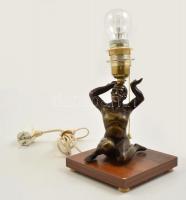 Férfi akt bronz lámpa 33 cm. Porcelán foglalattal, búra nélkül .