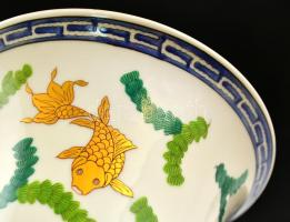 Herendi Poisson váza, kézzel festett, jelzett, nagyon apró kopásnyomokkal, d: 15,5 cm, m: 15,5 cm