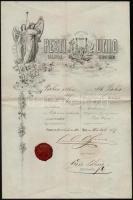 1869 Pest, Pesti Unió Dalárda kétnyelvű oklevele működő taggá választársól