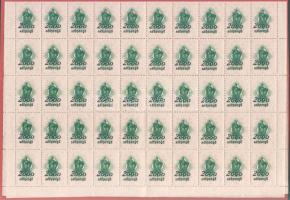 1946. 2000AP-s okmánybélyeg, pénz helyett is használták, teljes 100-as ívben