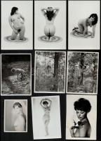 cca 1970-1980 9 db erotikus fotó, 9×6,5 és 14×9 cm közötti méretekben