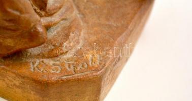 Kisfaludy Strobl Zsigmond (1884-1975). Trianon szoborcsoport alakjai. Mázas kerámia, kopott, jelzett...