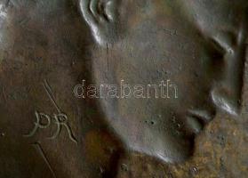 Szecessziós ón falikép, jelzett (PR), 22×15 cm