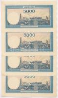 Románia 1944. 5000L (4x) sorszámkövetők "V/3 0829761 - V/3 0829764" T:I- 
Romania 1944. 5...