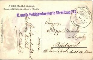 Mehádia, Mehadia; a bedőlt községháza az árvízkor. Grieser Mátyás kiadása / Das eingestürtze Gemeind...