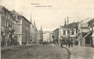 Kolozsvár, Cluj; Wesselényi utca, Herman Gyula, Klein R. és Társa és Legman Samu üzlete / street view, shops