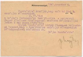 1941 Máramarossziget, Sighetu Marmatiei; Első Máramarosi Hajlított Bútor és faárugyár rt. reklámlapj...