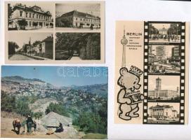 38 db modern városképes lap és motívumlap vegyesen, közte 1 Colorvox hanglemezes képeslap / 38 moder...