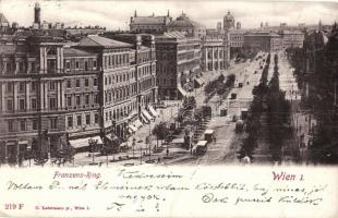 1900 Vienna, Wien I. Franzens-Ring / street view, shops, trams. C. Ledermann jr. 219 F (EK)