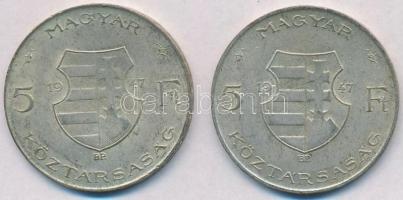 1947. 5Ft Ag "Kossuth" (2x) T:2-,3 patina