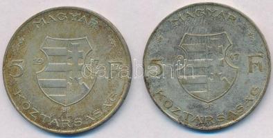 1947. 5Ft Ag "Kossuth" (2x) T:2-,3 patina