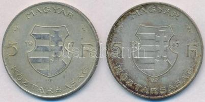 1947. 5Ft Ag "Kossuth" (2x) T:2-,3 patina