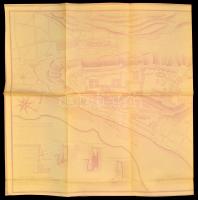cca 1950 Budavár térkép és helyszínrajz nagyméretű másolata. . 150x64 cm