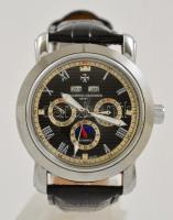 Vancheron Constantine automata férfi karóra, igényes gyűjtői replika, acél tokkal, bőr szíjjal, új, ...