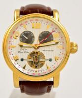 Graf von Monte Wehro nagyméretű automata férfi karóra, acél tokkal, bőr szíjjal, új, nem hordott áll...