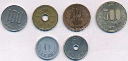 Japán ~1970-2000. 1-500Y (6xklf) T:2,2-
Japan ~1970-2000. 1 Yen - 500 Yen (6xdiff) C:XF,VF