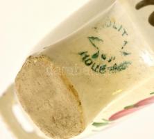 Hollóházi Riolit áttört kulacs, kézzel festett, jelzett, kis csorbákkal, m:22 cm