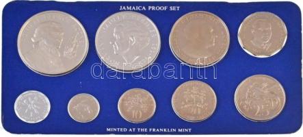 Jamaika 1977. 1c-10$ (9xklf), közte az 5$ és 10$ Ag eredeti dísztokban, lezárva T:PP  Jamaica 1977. 1 Cent - 10 Dollars (9xdiff), the 5 Dollars and 10 Dollars are Ag, in original case, sealed C:PP