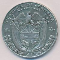 Panama 1947. 1/2B Ag "Vasco Nunez de Balboa" T:2- Panama 1947. 1/2 Balboa Ag "Vasco N...