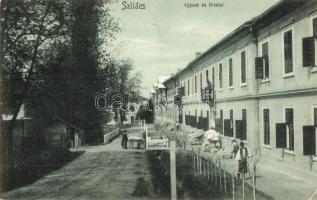 1907 Szliács, Sliac; Újpest és Bristol szálloda, utcakép a mosnivalóval / spa, hotels, street view with the laundry (EK)