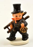 Goebel/ Hummel kéményseprős kisfiú, kézzel festett kerámia, jelzett, kopott, m: 13,5 cm