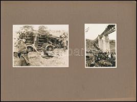 1931 Biatorbágyi vasúti merénylet, 3 db vintage fotó + a Képes Pesti Hírlap erről tudósító száma, 8x6 cm és 8x11 cm között, karton 19x29 cm