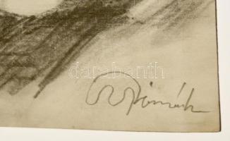 Gyémánt jelzéssel: Mosolygó női portré. Szén, papír, 33×21 cm