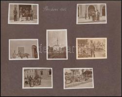 cca 1916 Egy katonatiszt hagyatékából, 21 db vintage fotó Skutariból (Albánia), 16 kép felragasztva ...