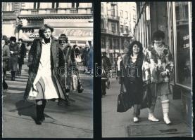 cca 1980 Budapesti utcafotók, hölgyekkel, 4 db, 18x12 cm