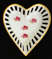 Schumann porcelán szív alakú tál, matricás, jelzett, hibátlan, dobozban, 10x11x4 cm cm