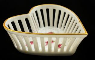 Schumann porcelán szív alakú tál, matricás, jelzett, hibátlan, dobozban, 10x11x4 cm cm